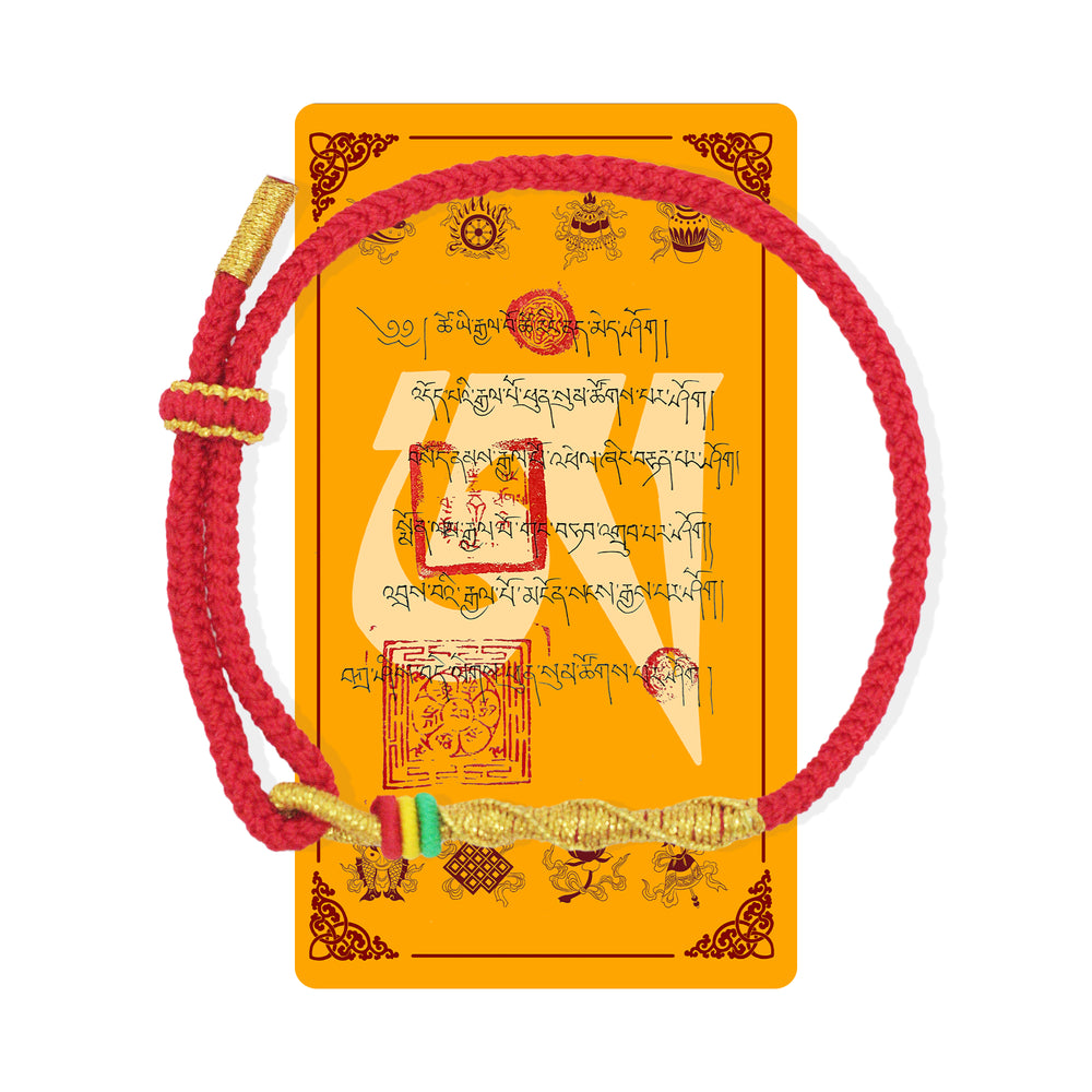 Buddha Blessed Red String Bracelet - Red & Yellow for Protection