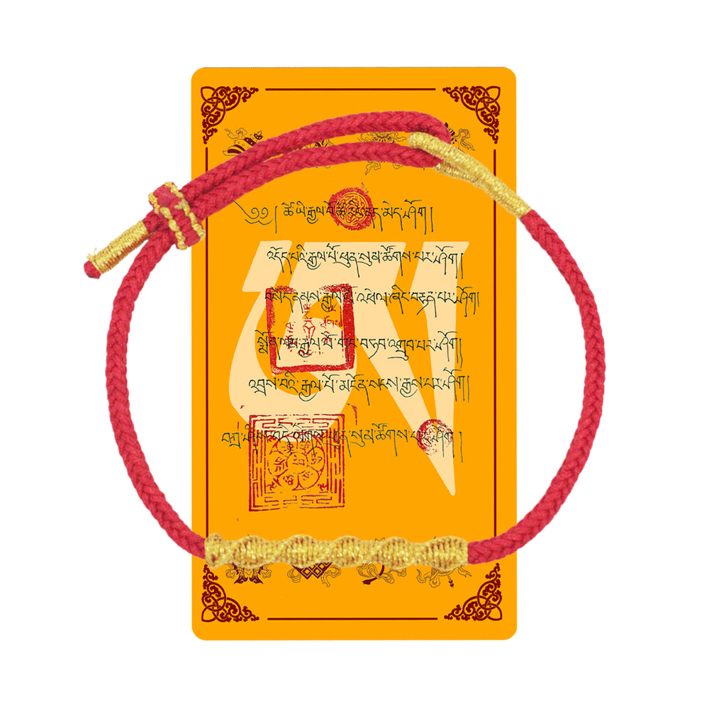 Buddha Blessed Red String Bracelet - Red Gold for Luck