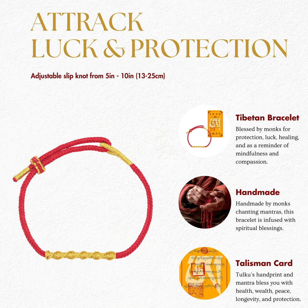 
                  
                    Buddha Blessed Red String Bracelet - Red Gold for Luck
                  
                