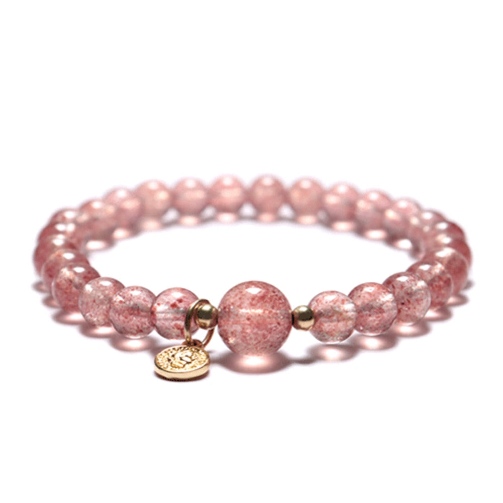 Blossoming Heart - Strawberry Quartz Charm Bracelet