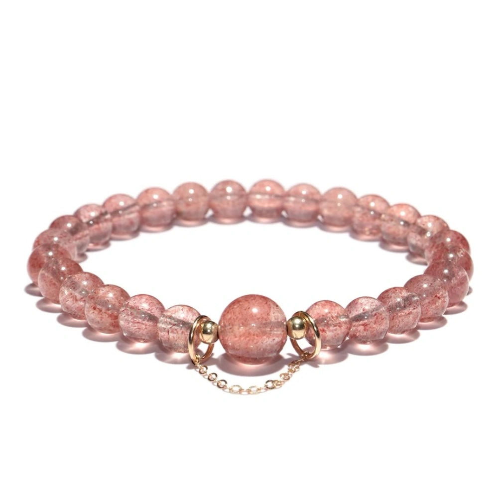 Heart's Whisper - Strawberry Quartz Charm Bracelet