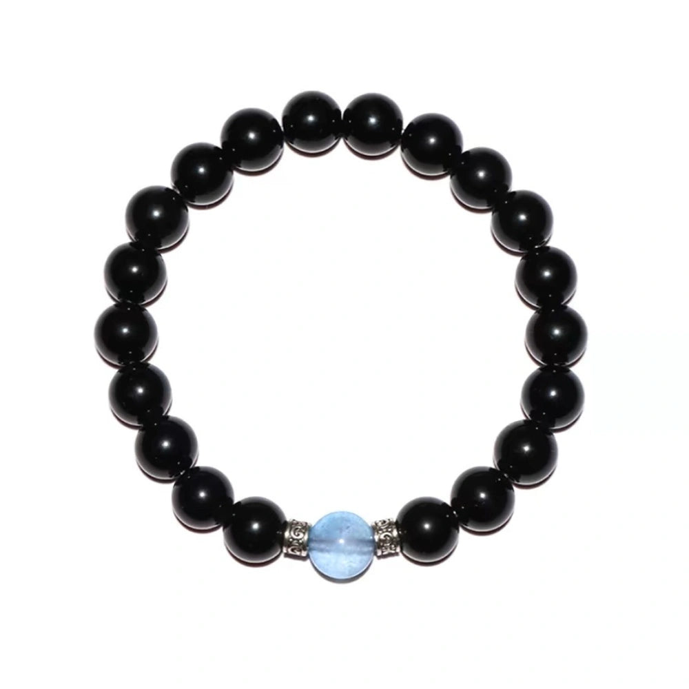 Gentle Warrior - Obsidian & Aquamarine Bracelet