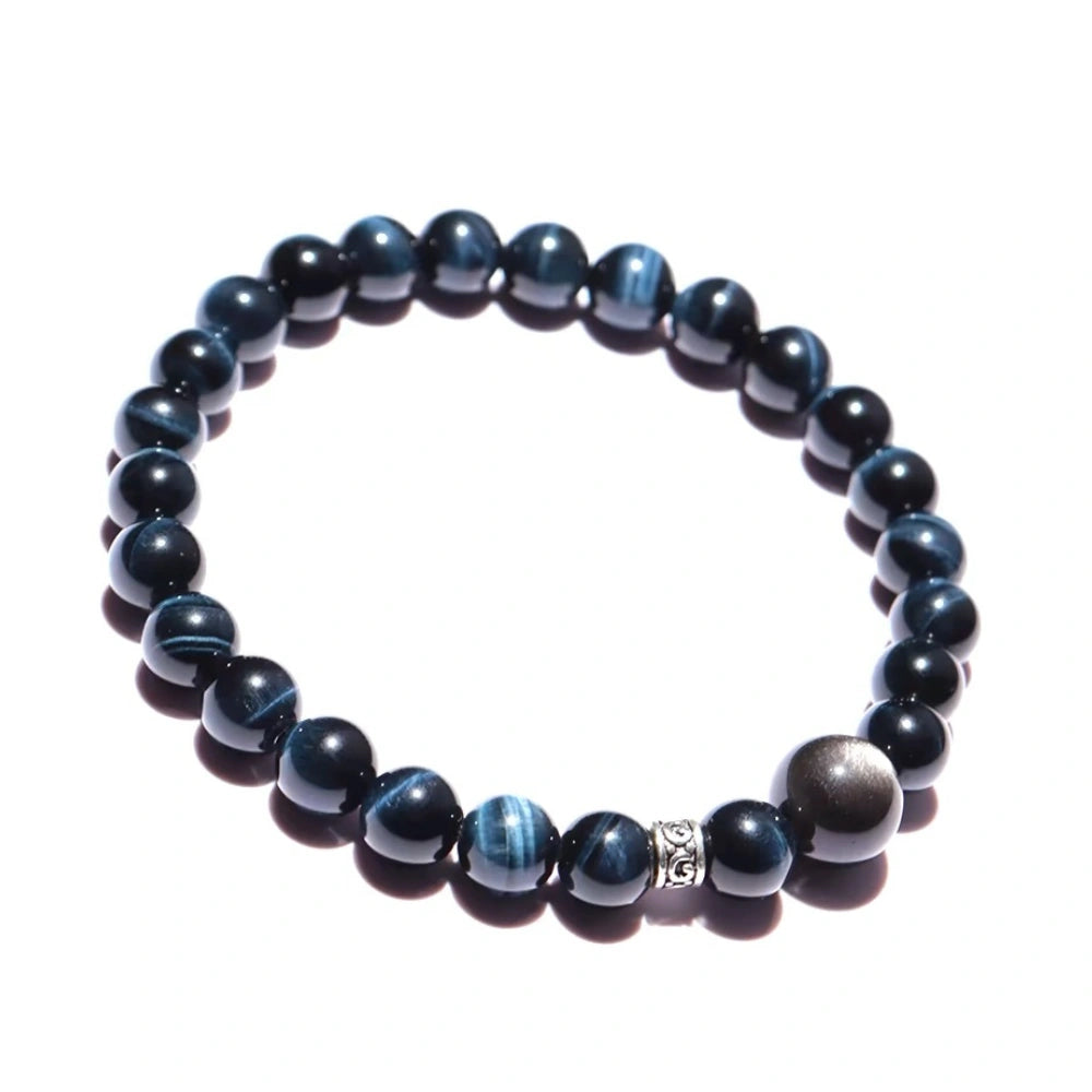 
                  
                    Ambitious Ascent - Blue Tiger Eye & Silver Obsidian Bracelet
                  
                