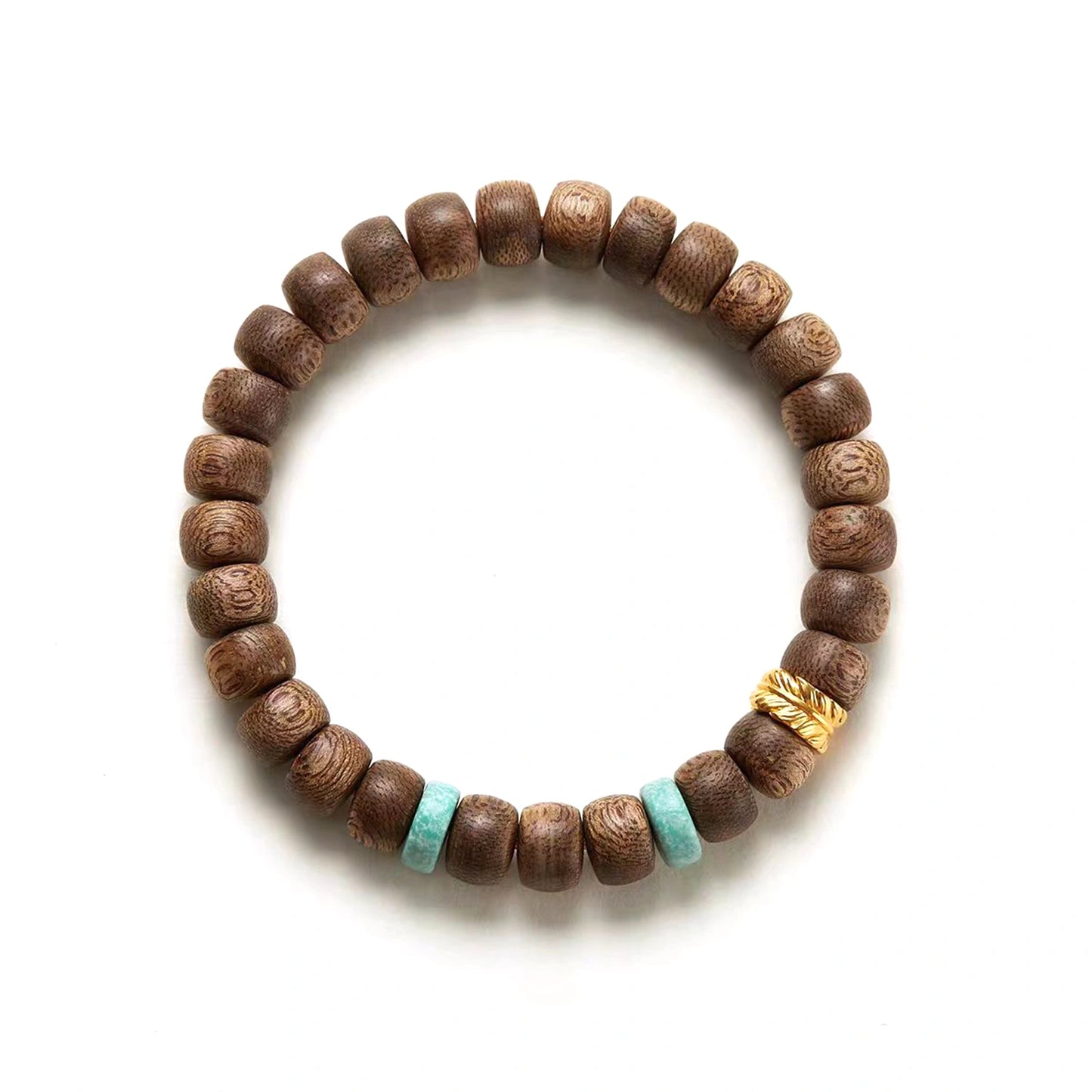 
                  
                    18K Gold Feather & Natural Agarwood & Turquoise Bracelet
                  
                