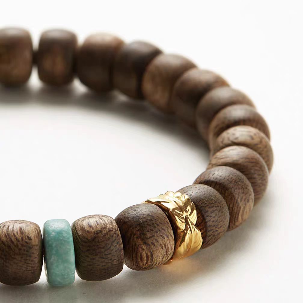 
                  
                    18K Gold Feather & Natural Agarwood & Turquoise Bracelet
                  
                